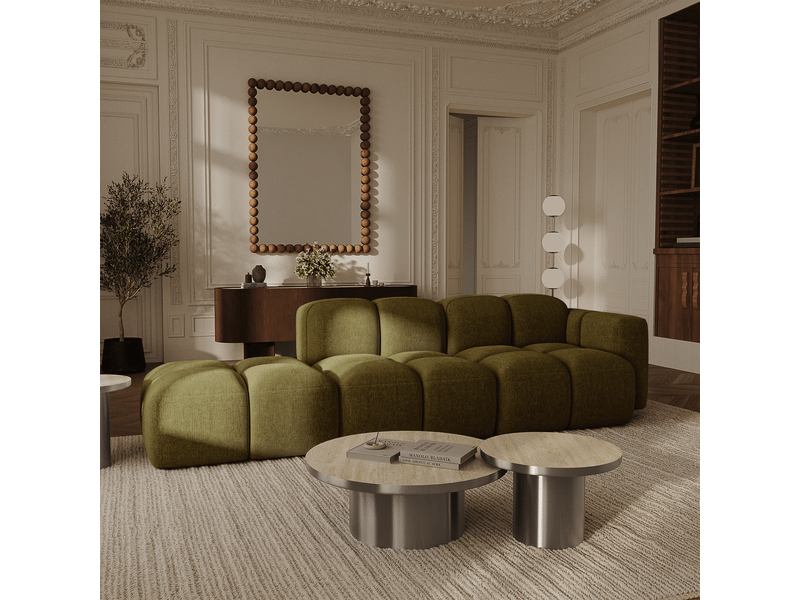  Canapé modulable 4 places en velours texturé moss MOSS - Conforama B