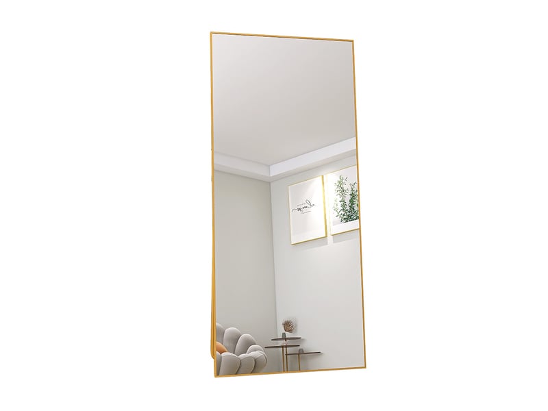  Miroir sur pied 180x80cm doré - miroir mural pleine longueur - cadre en alliage d'aluminium - verre trempé hd anti-explosion  - Conforama A