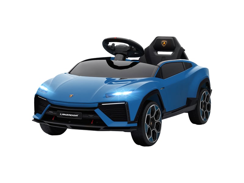 Voiture électrique lamborghini sous licence pour enfants de 3 ans et plus, batterie 12 v, télécommande 2,4 ghz, double moteur, bleue - Conforama B