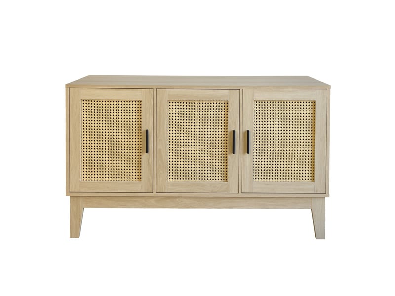Buffet avec 3 portes cannage bois naturel 120 x 40 x 71 cm 62664 - Conforama A