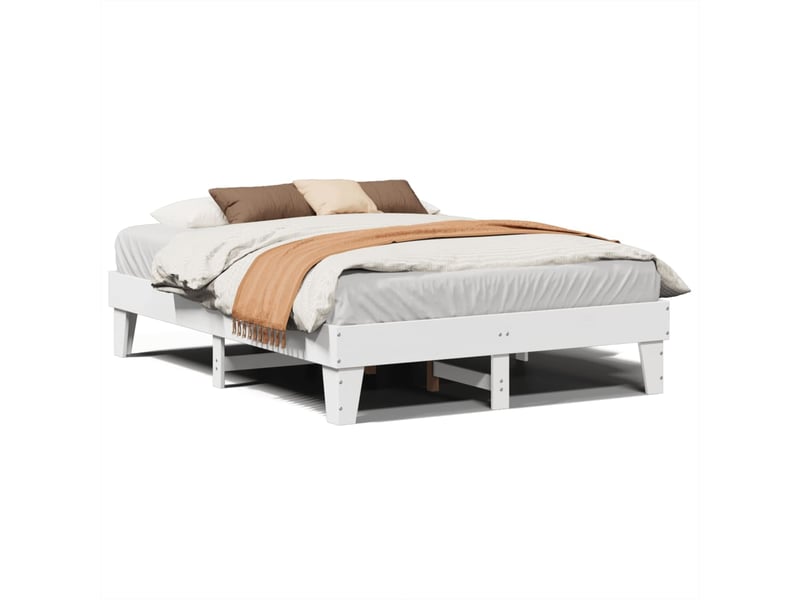  Lit double- lit adulte -  cadre de lit sans matelas blanc 140x190 cm bois de pin massif  - Conforama A