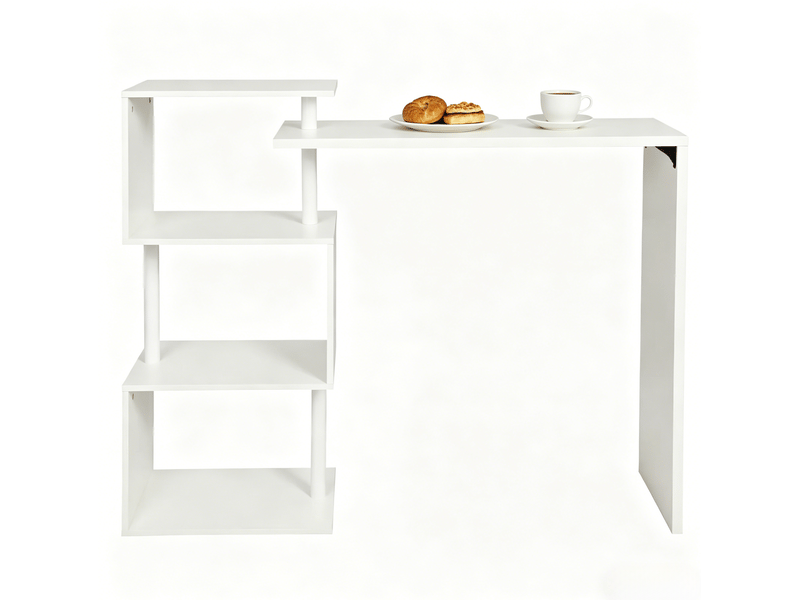 Table bar multifonction 97,5 x 38 x 100 cm – blanc – 3 étagères de rangement réversibles pour cuisine  - Conforama A