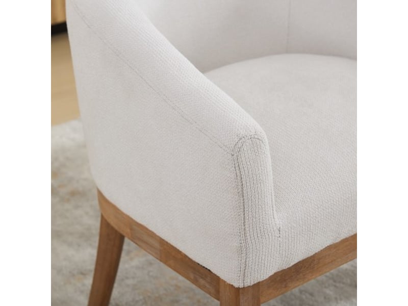  Chaises de salle à manger mid-century avec accoudoirs, lin beige et cadre bois naturel – vendue à l’unité de1891bg 19 po  - Conforama D