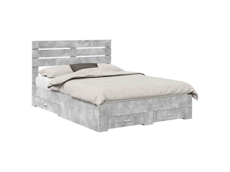  Lit double- lit adulte -  cadre de lit gris béton 160 x 200 cm bois d'ingénierie  - Conforama A