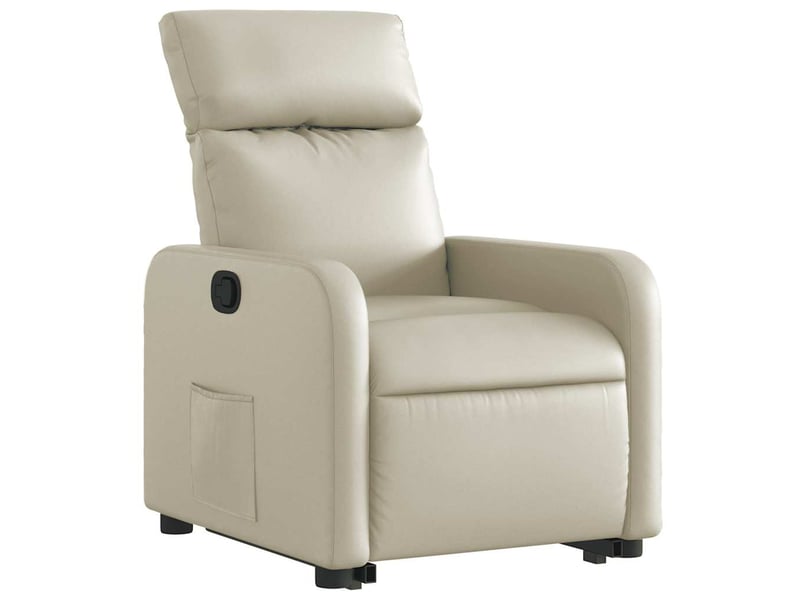  Fauteuil inclinable salon, fauteuil relax crème similicuir shl38234  - Conforama D