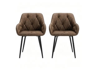 Lot de 2 chaises de salle à manger avec accoudoirs 45,5 x 45 x 83,5 cm – marron foncé – assise rembourrée