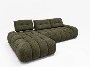 Canapé d'angle gauche fixe BOBOCHIC APOLLON 3 places Tissu Vert