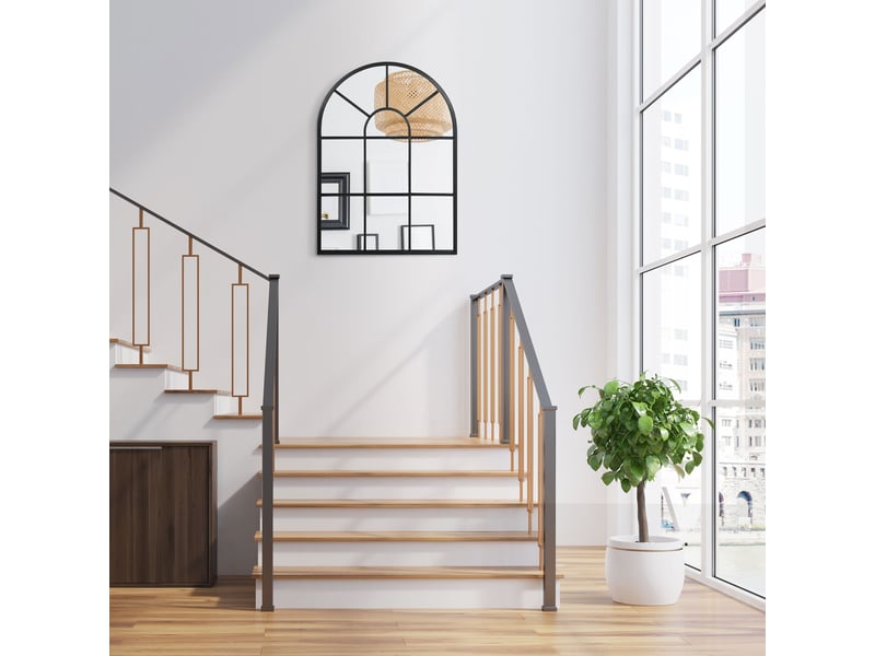  Miroir mural en métal cadre doré en forme de voûtée – décoration pour entrée ,chambre à coucher, salon – 70 x 50 cm  - Conforama E