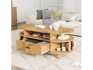 Table basse ovale coloris naturel MODFU  - 50 cmx100 cm