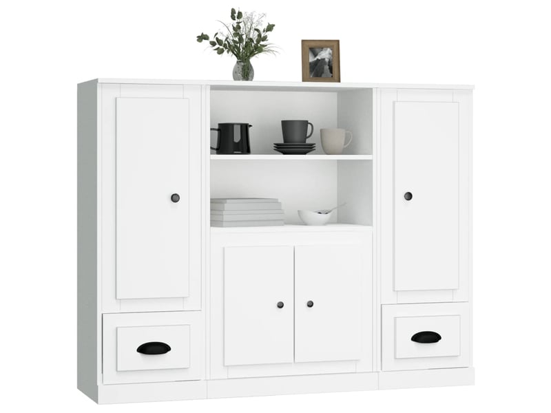  Buffets 3 pcs - bahut - meuble de rangement blanc bois d'ingénierie  - Conforama D