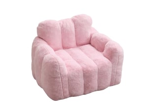 Fauteuil pouf en forme de lotus, assise moelleuse facile à déplacer, en velours peluche rose, 47 × 45 × 34 cm