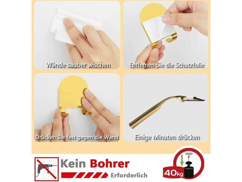  Enowelir raclette de douche en acier inoxydable doré avec support sans percage pour salle de bain et verre de douche  - Conforama C