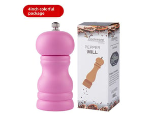 Moulin à poivre manuel en bois de 10 cm, emballé dans une boîte colorée avec de la poudre nordique