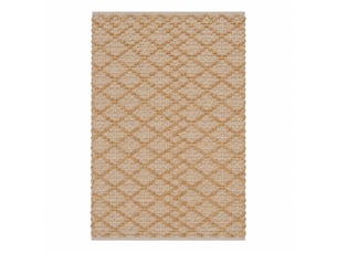 Tapis de sol rectangulaire en jute et coton naturel tissé motif losanges, coloris naturel - longueur 180 x largeur 120 cm