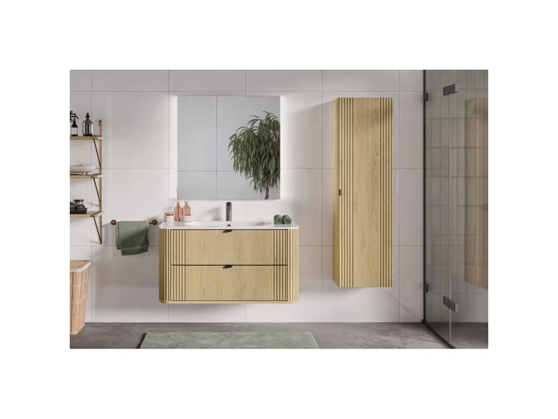 Ensemble de salle de bain kori : meuble sous vasque 100cm + vasque à encastrer - Conforama C