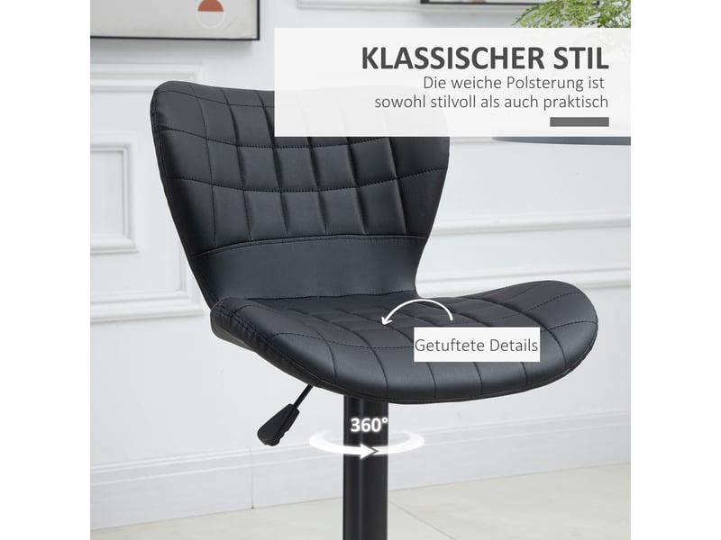  Tabourets de bar lot de 2 réglables et pivotants à 360° - lpospi - dossier mi-haut, similicuir - noir 57 × 58 × 87-107 cm  - Conforama E