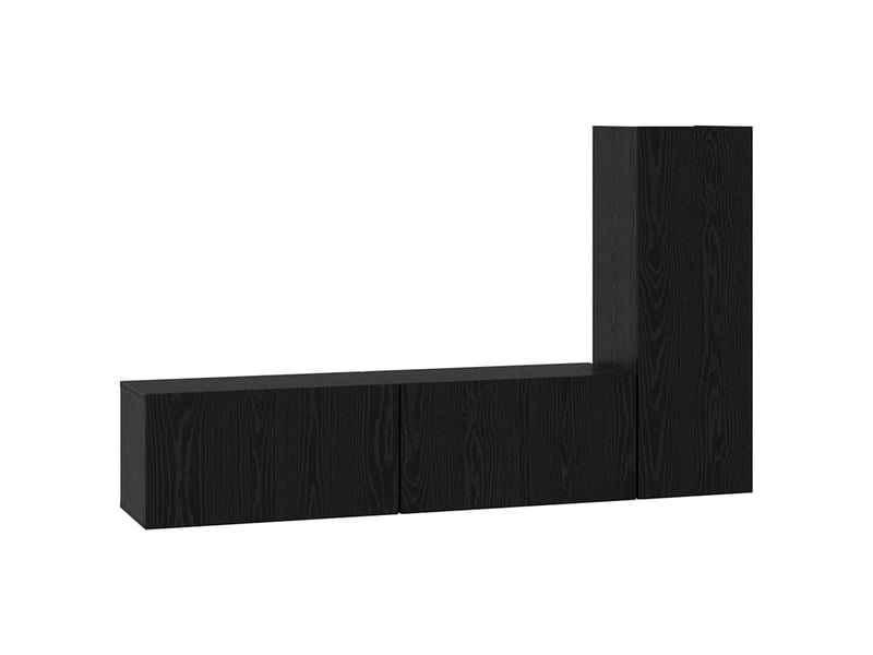  Ensemble meuble tv - banc tv - meuble de rangement 3 pcs chêne noir bois d'ingénierie  - Conforama A