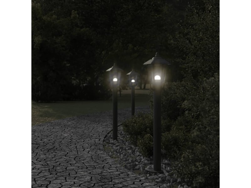  Lampadaires d'extérieur 3 pcs 80 cm acier inoxydable noir 02_0042553  - Conforama C