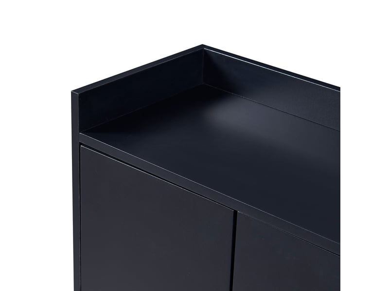Buffet 120x30x80 cm, meuble de cuisine avec 4 portes sans poignées et étagère réglable, design minimaliste, aggloméré, noir - Conforama E