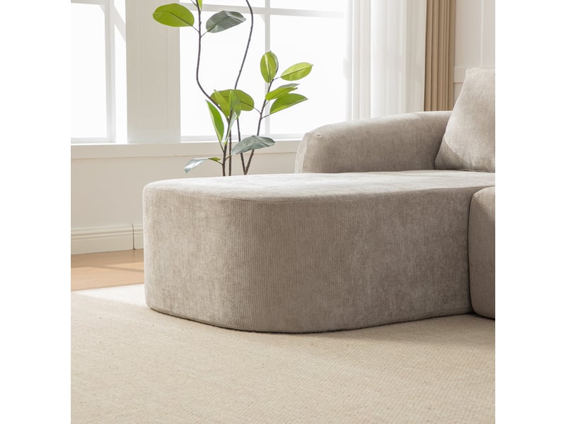  Canapé modulable en tissu chenille gris avec coussin, design contemporain pour salon et pièce principale  - Conforama D