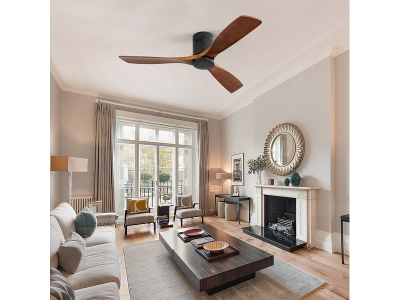 Ventilateur de plafond 132 cm - noir - moteur dc réversible, télécommande 6 vitesses  - Conforama E
