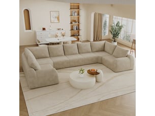 Canapé panoramique 411 cm en u kaki en mousse compressée