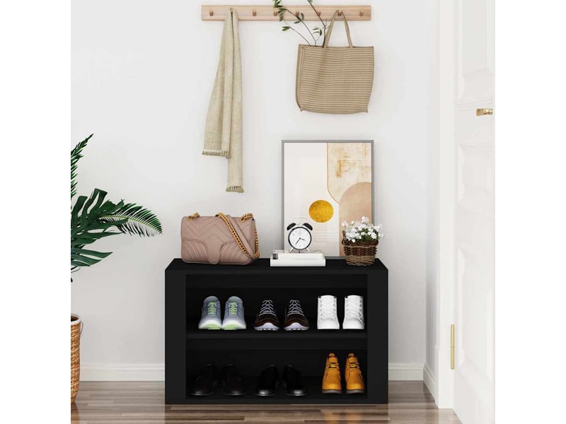  Meuble à chaussures, étagère à chaussures noir 75x35x45 cm bois d'ingénierie  - Conforama C