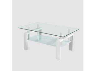 Table basse rectangulaire coloris blanc MEUBLIV  - 60 cmx100 cm