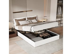 Lit coffre 160x200cm avec compartiments de rangement et prise électrique ,tête de lit réglable