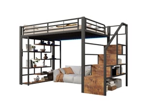 Lit mezzanine 140x200 cm OKWISH coloris noir