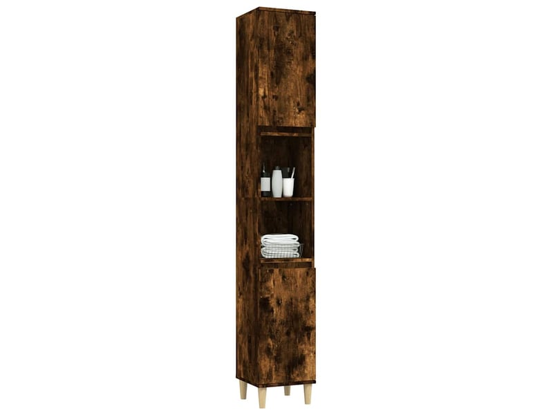  Amoire de salle de bain chêne fumé 30x30x190cm bois d'ingénierie shl820  - Conforama D