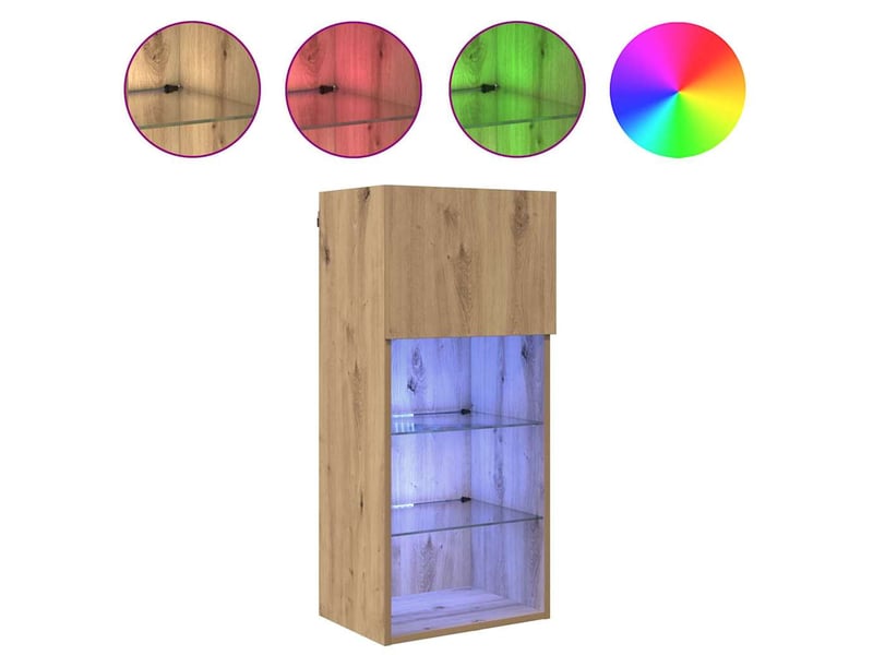 Lot de 2 meuble tv mural, meuble tv suspendu chêne artisanal bois d'ingénierie shl75011 - Conforama D