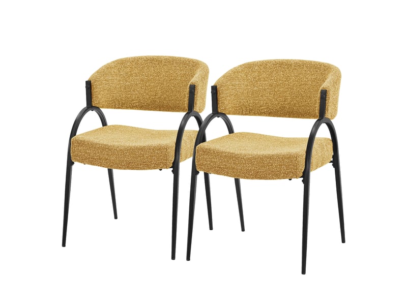  Ml-design lot de 2 chaises de salle à manger rembourrées en tissu bouclé, avec accoudoirs et dossier incurvée, cadre en acier, rembourrage confortable, pour salon cuisine bureau, 120 kg, moutarde ECD Germany GmbH - Conforama A