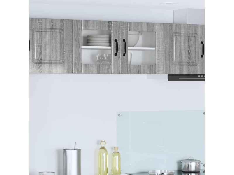 Meuble mural de cuisine, cabinet en verre mural sonoma gris 80x31x40cm - Conforama B