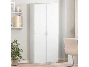 Buffet haut - bahut - meuble de rangement blanc 80x35x180 cm bois d'ingénierie