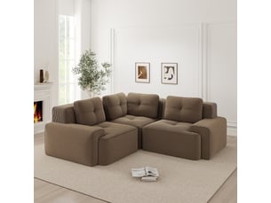Canapé d’angle modulable profond velours côtelé marron – 206 x 206 x 69 cm