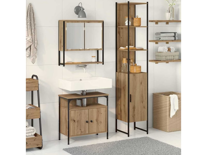  Ensemble de mobilier de salle de bain 3 pc chêne artisanal cf64285  - Conforama B
