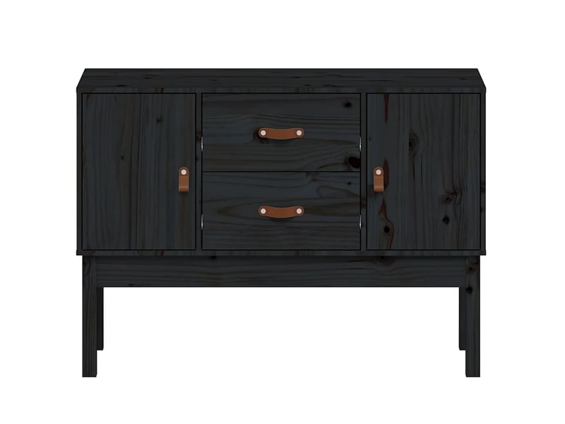  Buffet - bahut - meuble de rangement noir 110x40x78 cm bois massif de pin  - Conforama E
