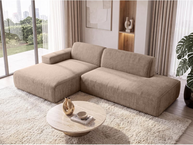  Canapé d'angle moderne didim duo, 288 cm, couleur marron chaud, revętement en velours g Didim Duo - Conforama D
