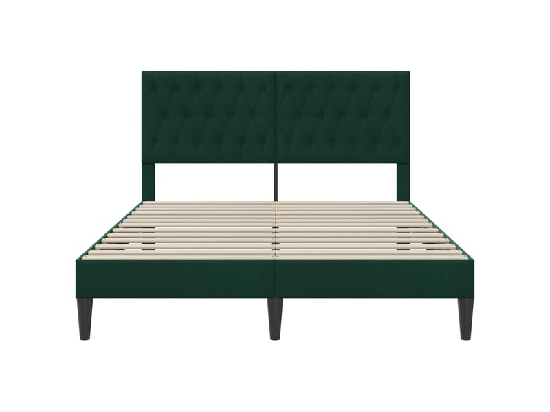  Lit double- lit adulte -  cadre de lit avec tête de lit vert foncé 120 x 190 cm velours  - Conforama C