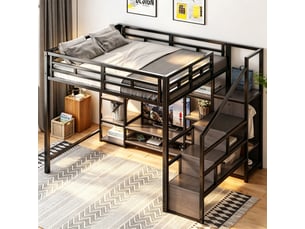Lit mezzanine 140x200 cm <strong>OKMYHOME</strong>  <strong></strong> coloris noir