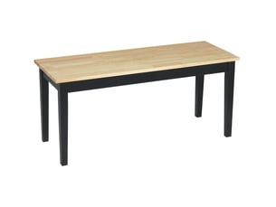 Banc de salle à manger 2 places 102 x 36 x 45 cm naturel et noir en bois de pin, charge 220 kg, design moderne