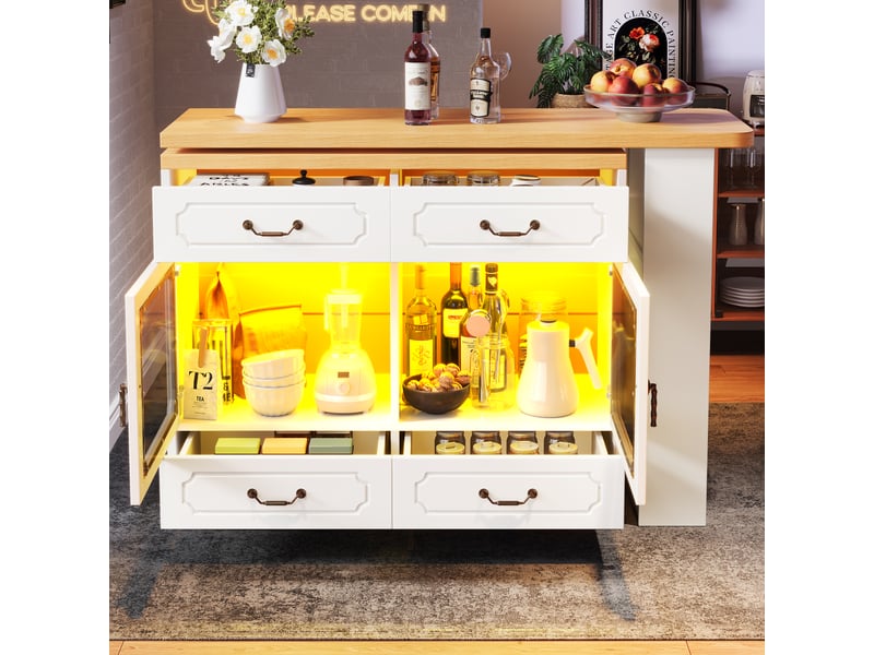  Table de bar blanc - 203cm led mdf table de bar blanc - Conforama E