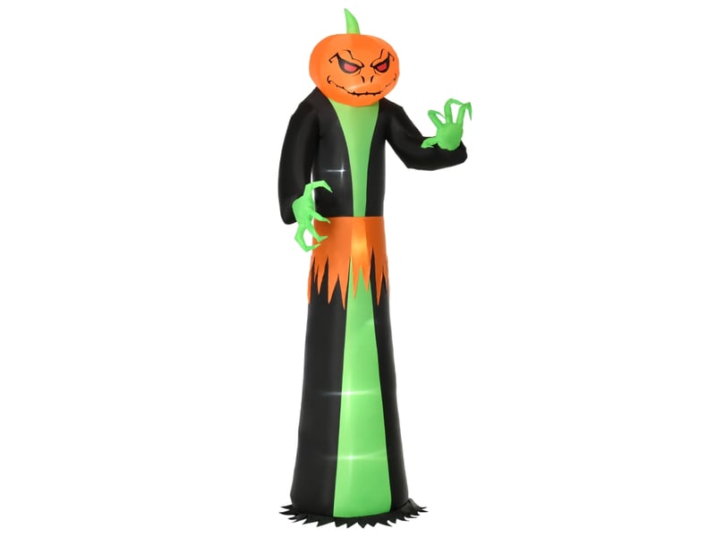 Décoration gonflable halloween avec éclairage led, gonflage automatique, en polyester noir, 100 × 96 × 270 cm - Conforama A