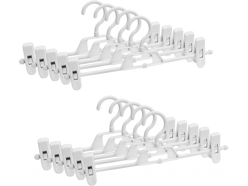  Crochets muraux cintres à pantalons en plastique - rotation à 360° et clips réglables - organisation de garde-robe - lot de 10, blanc FC-QYH-05285MF - Conforama A