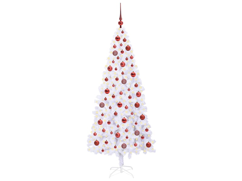  Sapin de noël artificiel, arbre de noël avec 300 led blanc 180 cm pvc et acier shl9378  - Conforama C