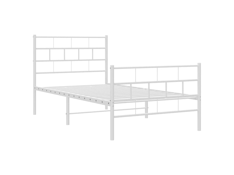  Lit simple- lit adulte -  cadre de lit métal sans matelas et pied de lit blanc 100x200 cm  - Conforama D