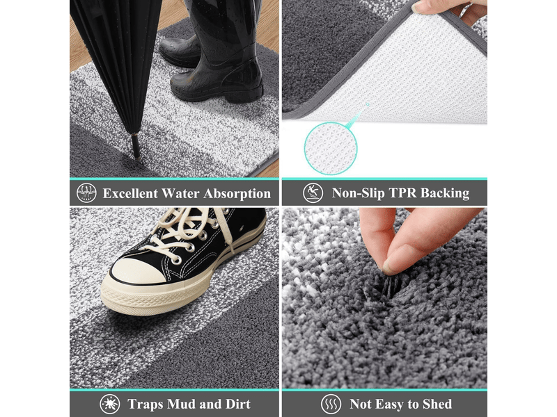  Tapis entree intérieur antidérapant, paillasson extérieur entree lavable en machine, microfibre absorbante tapis entree extérieur, paillasson 40x60 cm  - Conforama D