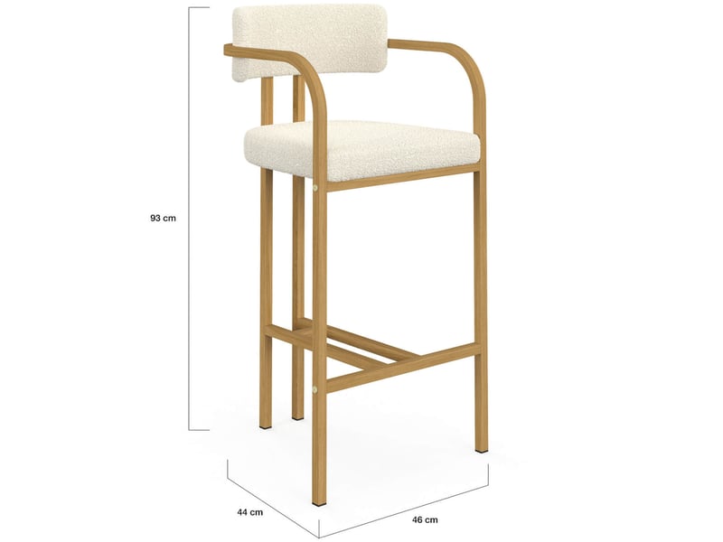  Lot de 4 tabourets de bar esma en métal effet bois et tissu bouclette avec accoudoirs  - Conforama E