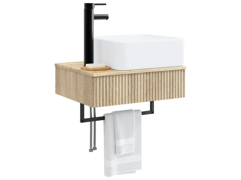  Basin de lavage mural, lavabo chêne sonoma 53x35x39 cm  - Conforama C